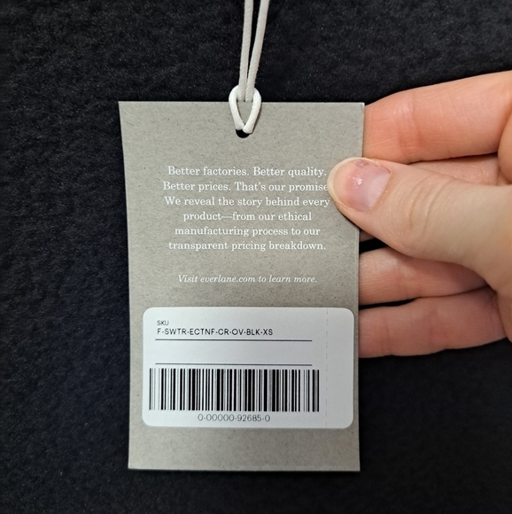 Everlane the renew fleece oversized crew sweatshirt black XS NWT - Picture 10 of 10
